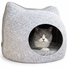 Cargar imagen en el visor de la galería, Cama Cueva Para Gatos Fieltro Gris Claro