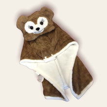 Cargar imagen en el visor de la galería, Cobija Manta de Lujo Osito Café Forrada con Capota