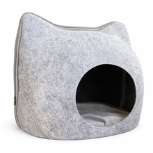 Cargar imagen en el visor de la galería, Cama Cueva Para Gatos Fieltro Gris Claro
