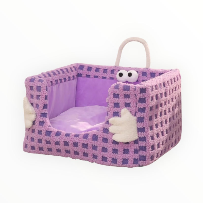 Cama para Perro o Gato Cubo Mounstruo Morado