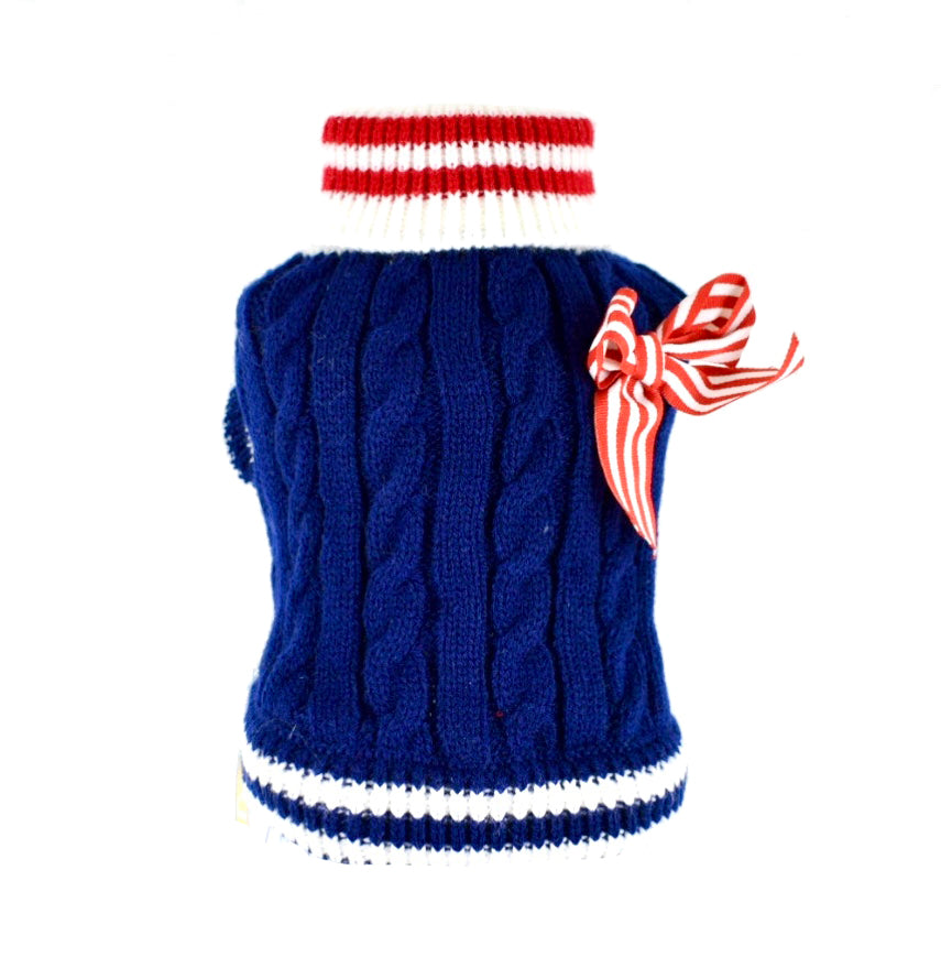 Sweater Buso para Perro o Gato Azul con Moñito